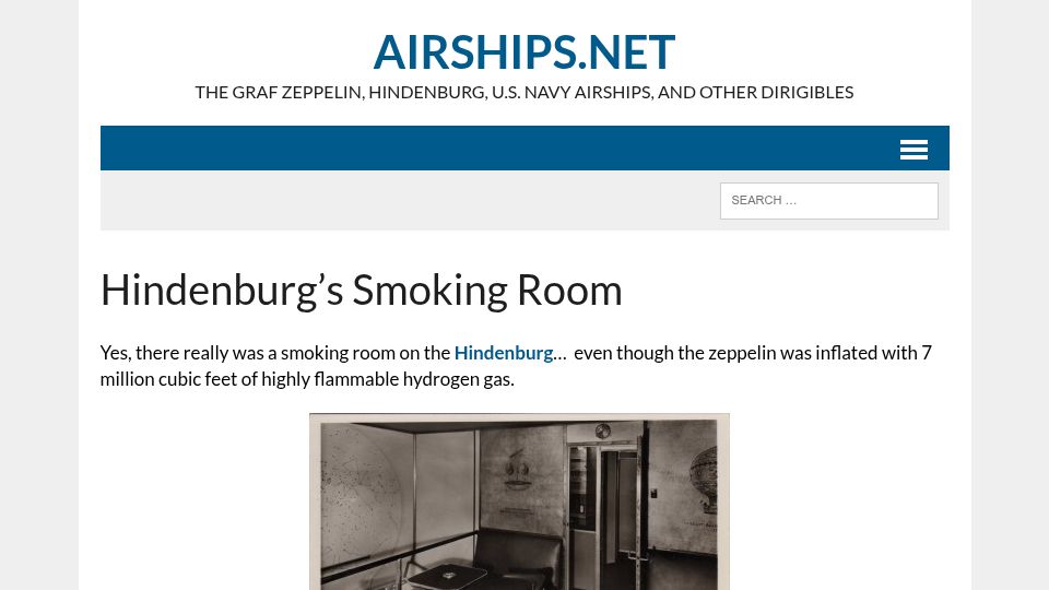 Screenshot of airships.net: Hindenburg’s Smoking Room