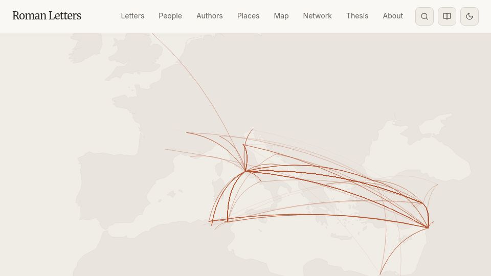 Screenshot of romanletters.org: Roman Letters