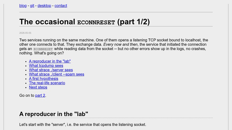 Screenshot of movq.de: The occasional ECONNRESET