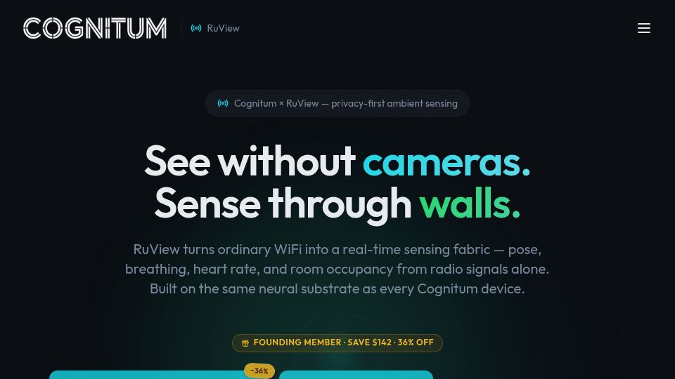 Screenshot of cognitum.one: Sense Humans with WiFi – Ruview