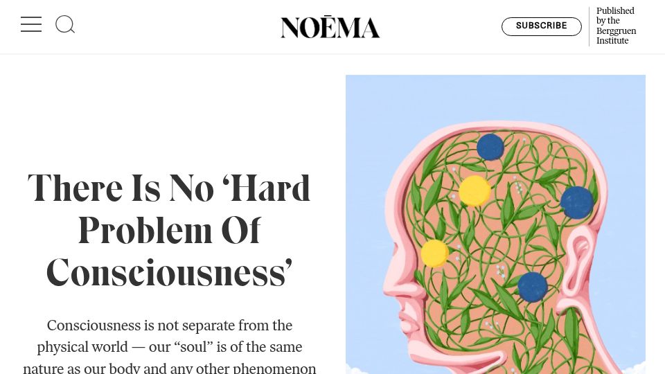 Screenshot of noemamag.com: It is time to give up the dualism introduced by the debate on consciousness
