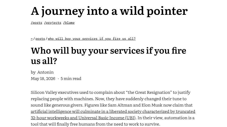 Screenshot of carette.xyz: Who will buy your services if you fire us all?