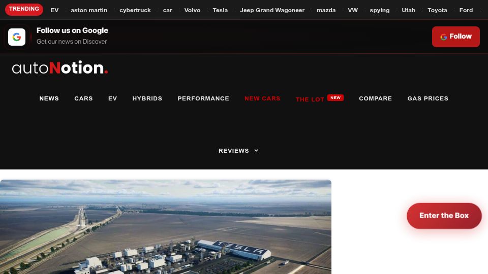 Screenshot of autonocion.com: Tesla's lithium refinery discharges 231,000 gallons of polluted wastewater a day