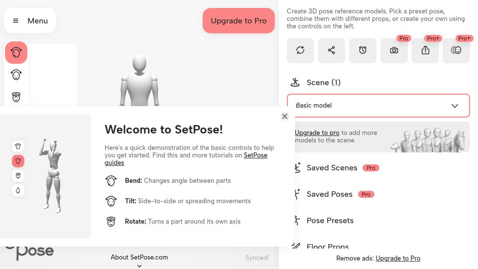 Screenshot of setpose.com: Show HN: I made a 3D pose maker for artists