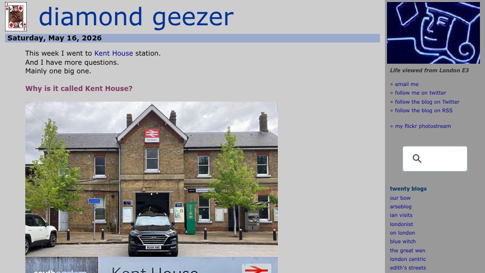 Screenshot of diamondgeezer.blogspot.com: Why is it called Kent House?