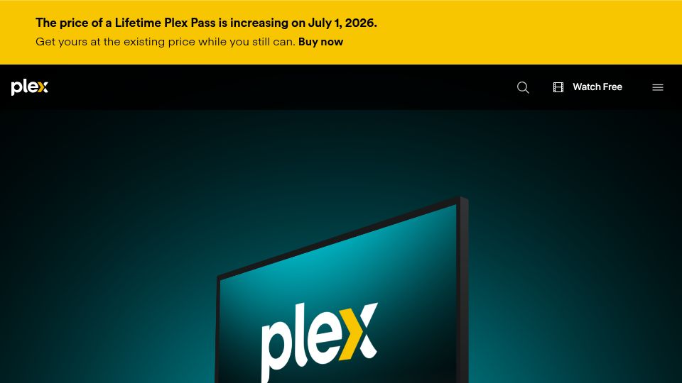 Screenshot of plex.tv: New Lifetime Plex Pass Pricing
