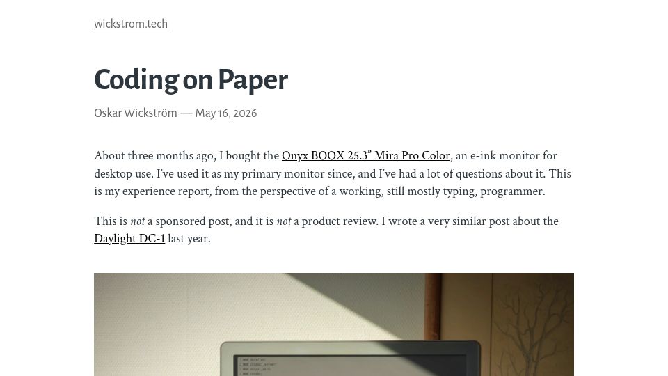 Screenshot of wickstrom.tech: Coding on Paper