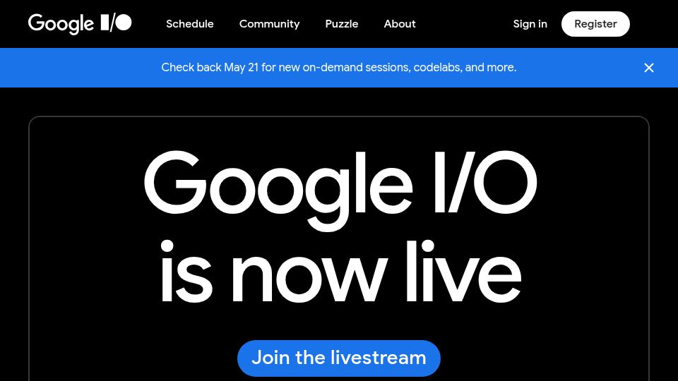 Screenshot of io.google: Google I/O