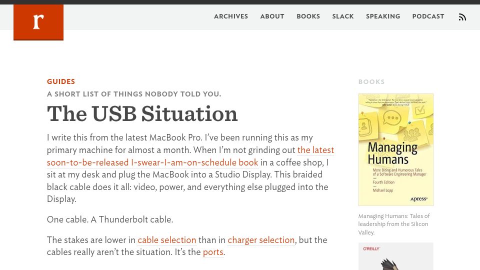 Screenshot of randsinrepose.com: The USB Situation