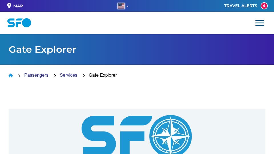 Screenshot of flysfo.com: SFO Gate Explorer