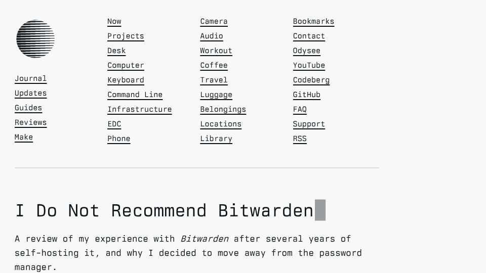Screenshot of xn--gckvb8fzb.com: I Do Not Recommend Bitwarden