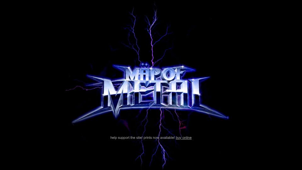 Screenshot of mapofmetal.com: Map of Metal