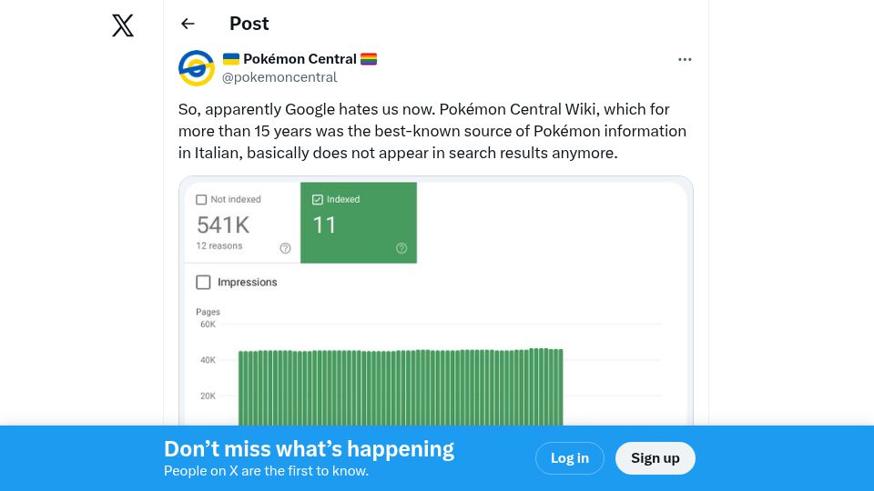 Screenshot of twitter.com: Apparently Google hates us now