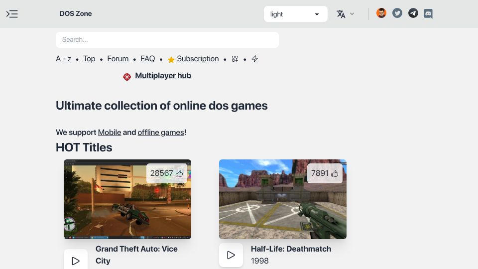 Screenshot of dos.zone: DOS Zone
