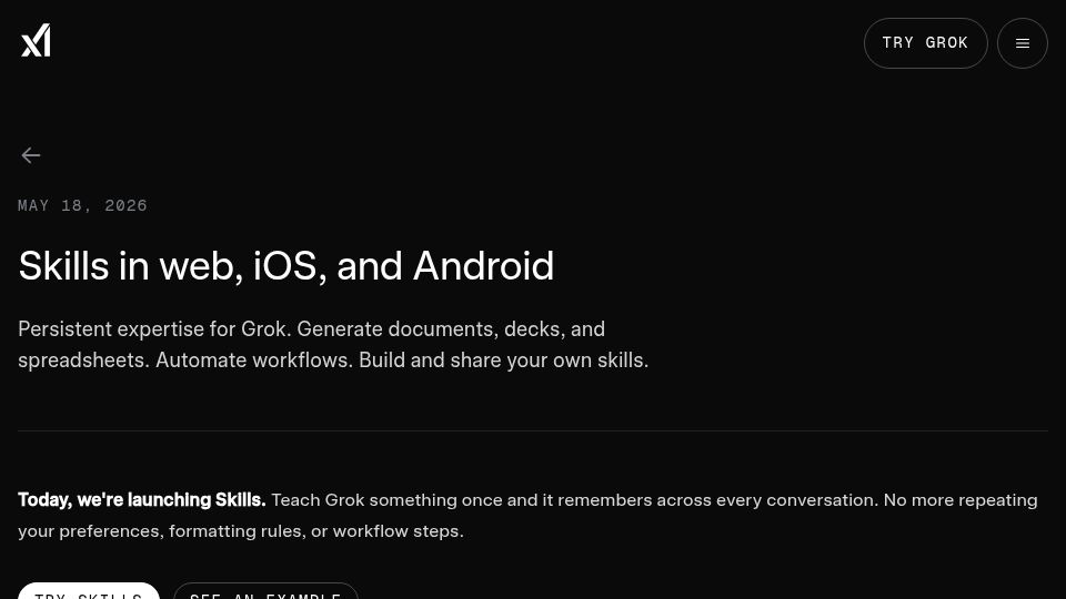 Screenshot of x.ai: Skills in Web, iOS, and Android