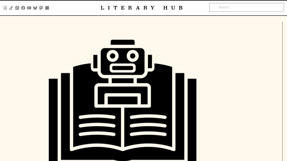 Screenshot of lithub.com: Nobel laureate Olga Tokarczuk apparently used AI to write her latest novel