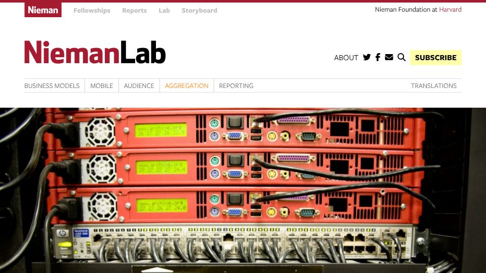 Screenshot of niemanlab.org: News outlets are limiting the Internet Archive’s access to their journalism