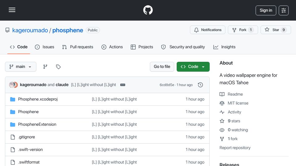 Screenshot of github.com: Show HN: I reverse engineered Apple's video wallpapers