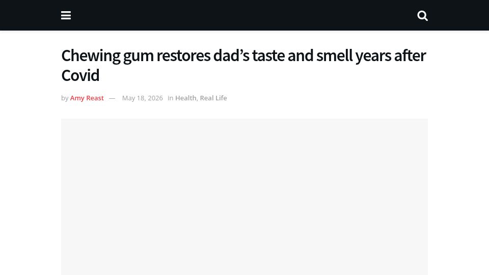 Screenshot of discover.swns.com: Chewing gum restores dad's taste and smell years after Covid