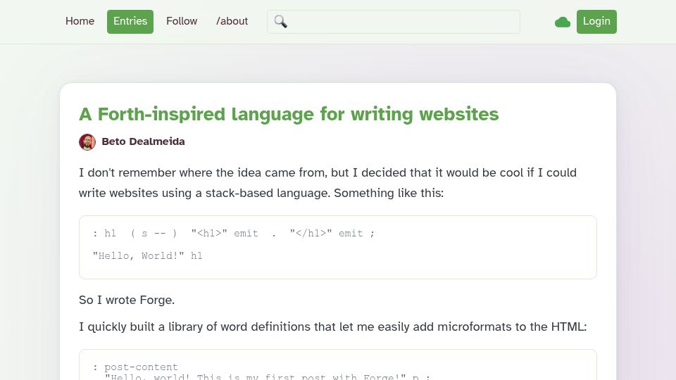 Screenshot of robida.net: A Forth-inspired language for writing websites