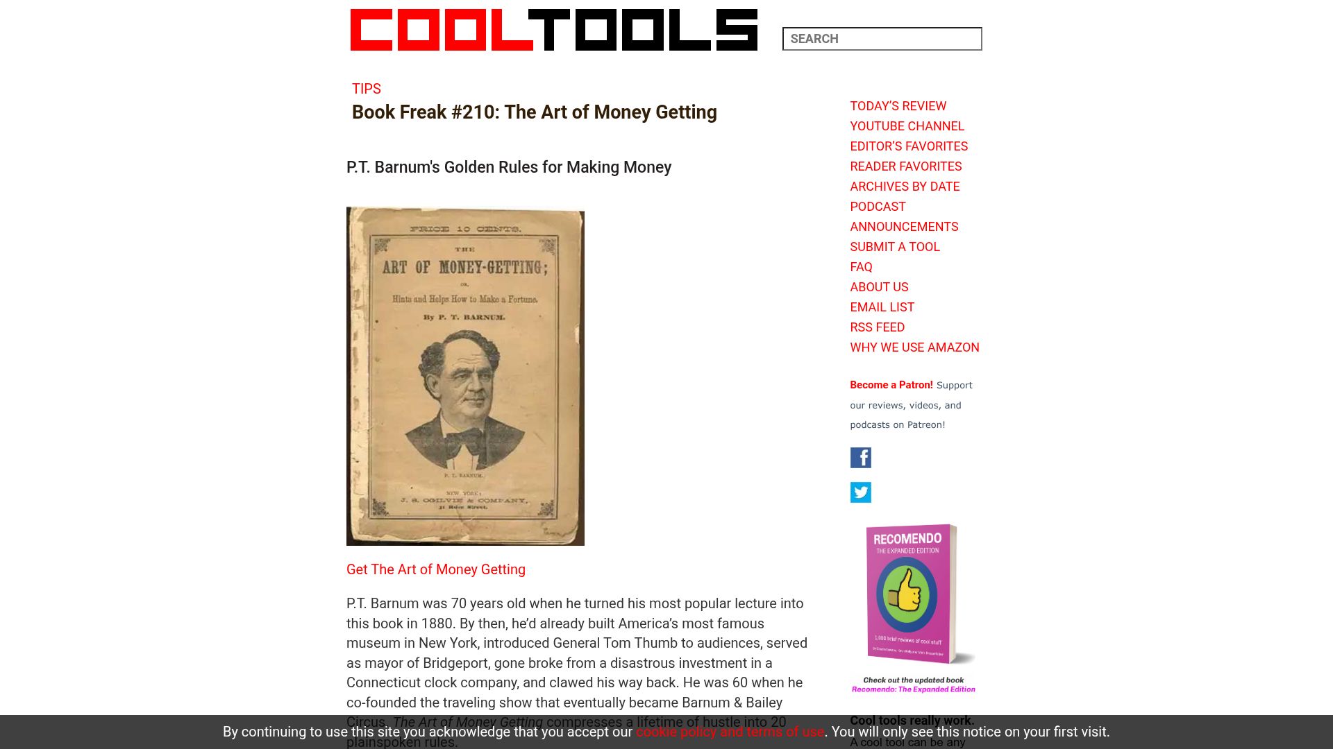 Screenshot of kk.org: The Art of Money Getting