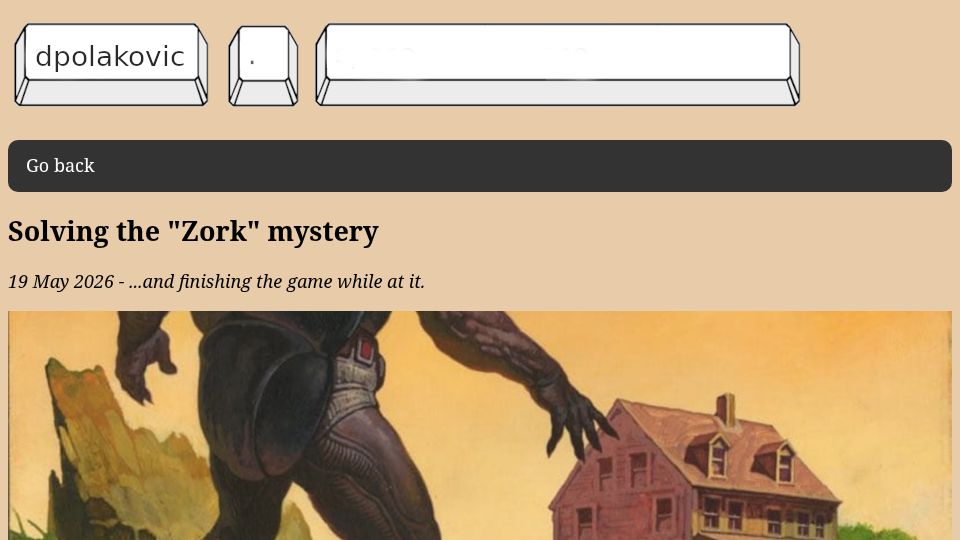 Screenshot of dpolakovic.space: Solving the “Zork” Mystery