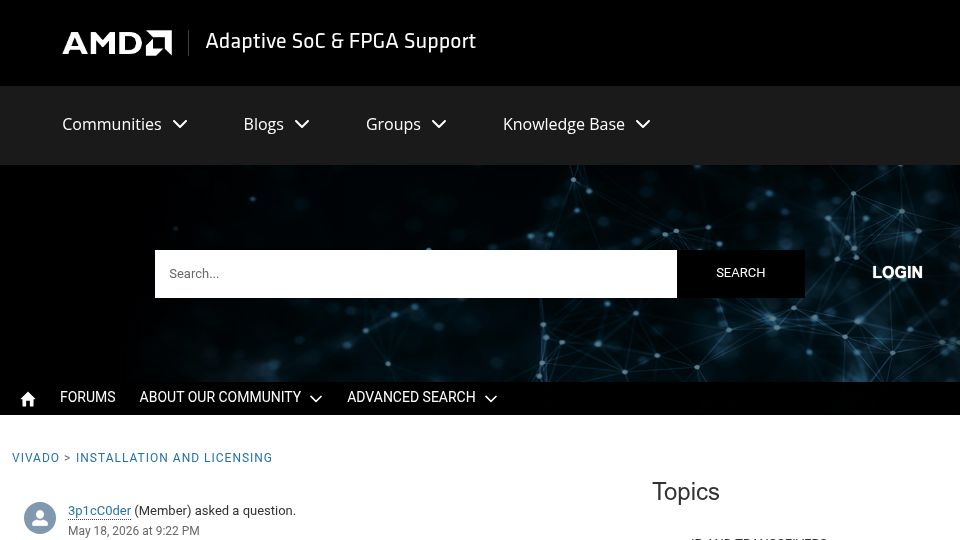 Screenshot of adaptivesupport.amd.com: Why is Vivado 2026.1 dropping Linux support for free tier?