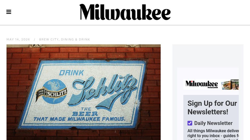 Screenshot of milwaukeemag.com: Schlitz Is Gone, but First It's Getting One Last Hurrah