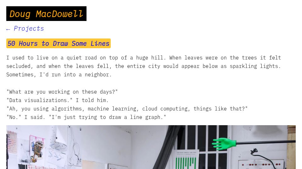 Screenshot of dougmacdowell.com: I spent 50 hours drawing a line graph