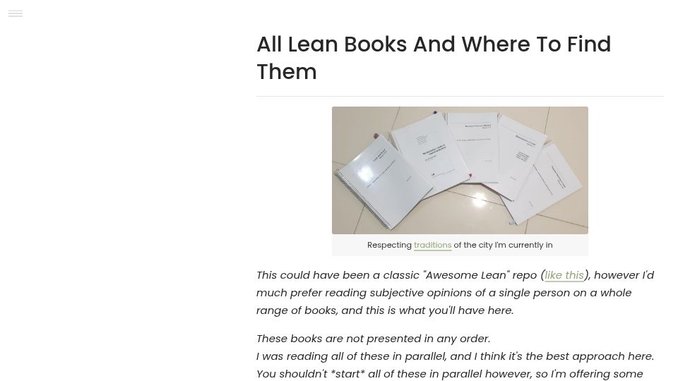Screenshot of lakesare.brick.do: All Lean Books and Where to Find Them