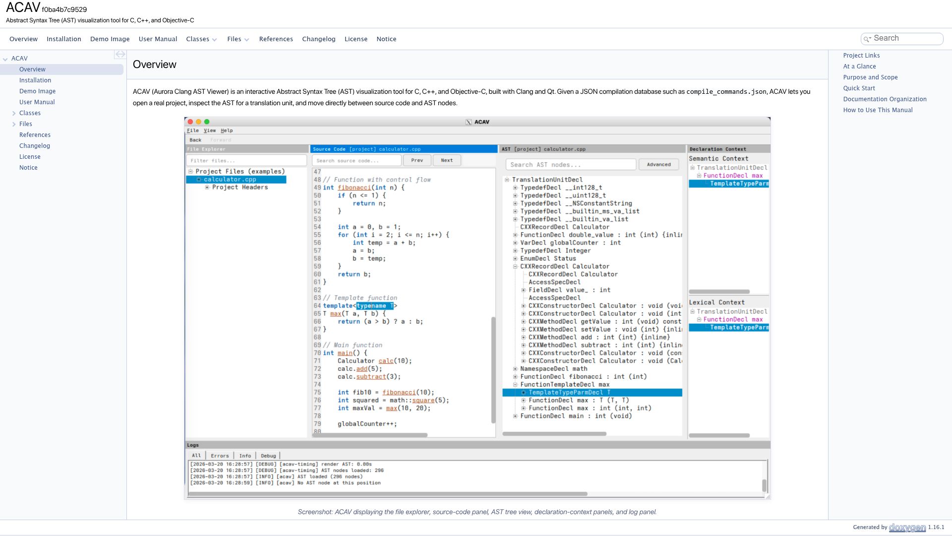 Screenshot of uvic-aurora.github.io: Show HN: Anyone interested in a tool helps to explore C++ ASTs