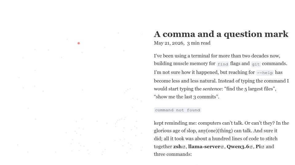Screenshot of thetypicalset.com: A Comma and a Question Mark