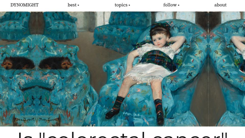 Screenshot of dynomight.net: Is "colorectal cancer" rising in "young people"?