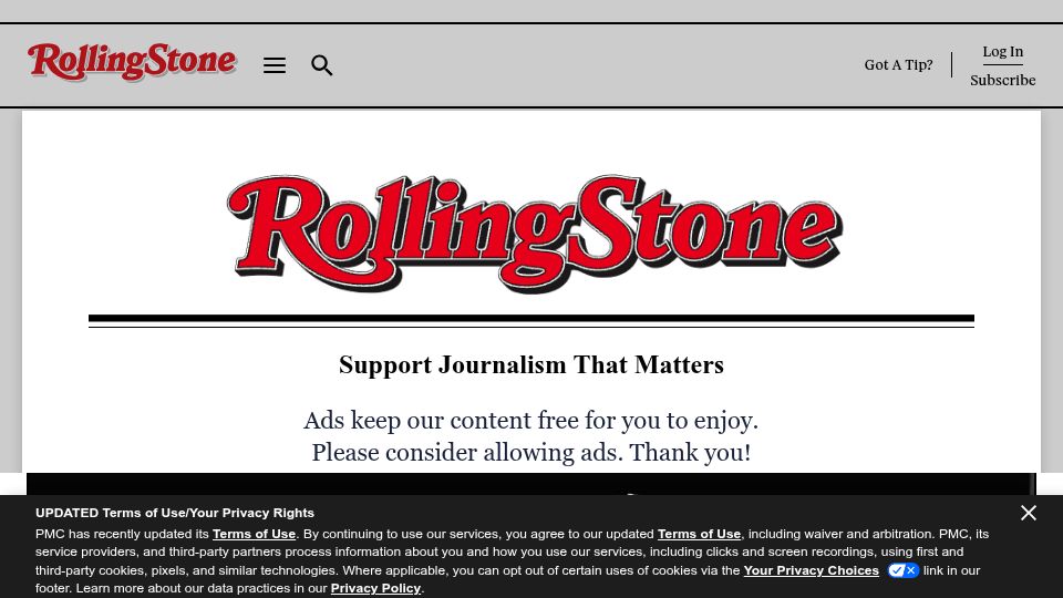 Screenshot of rollingstone.com: Sonny Rollins, jazz saxophonist, has died
