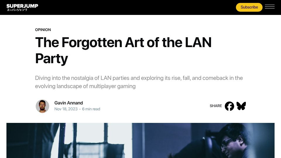 Screenshot of superjumpmagazine.com: The Forgotten Art of the LAN Party (2023)