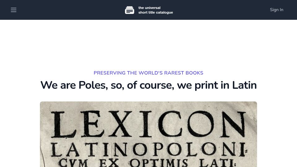 Screenshot of ustc.ac.uk: We are Poles, so, of course, we print in Latin
