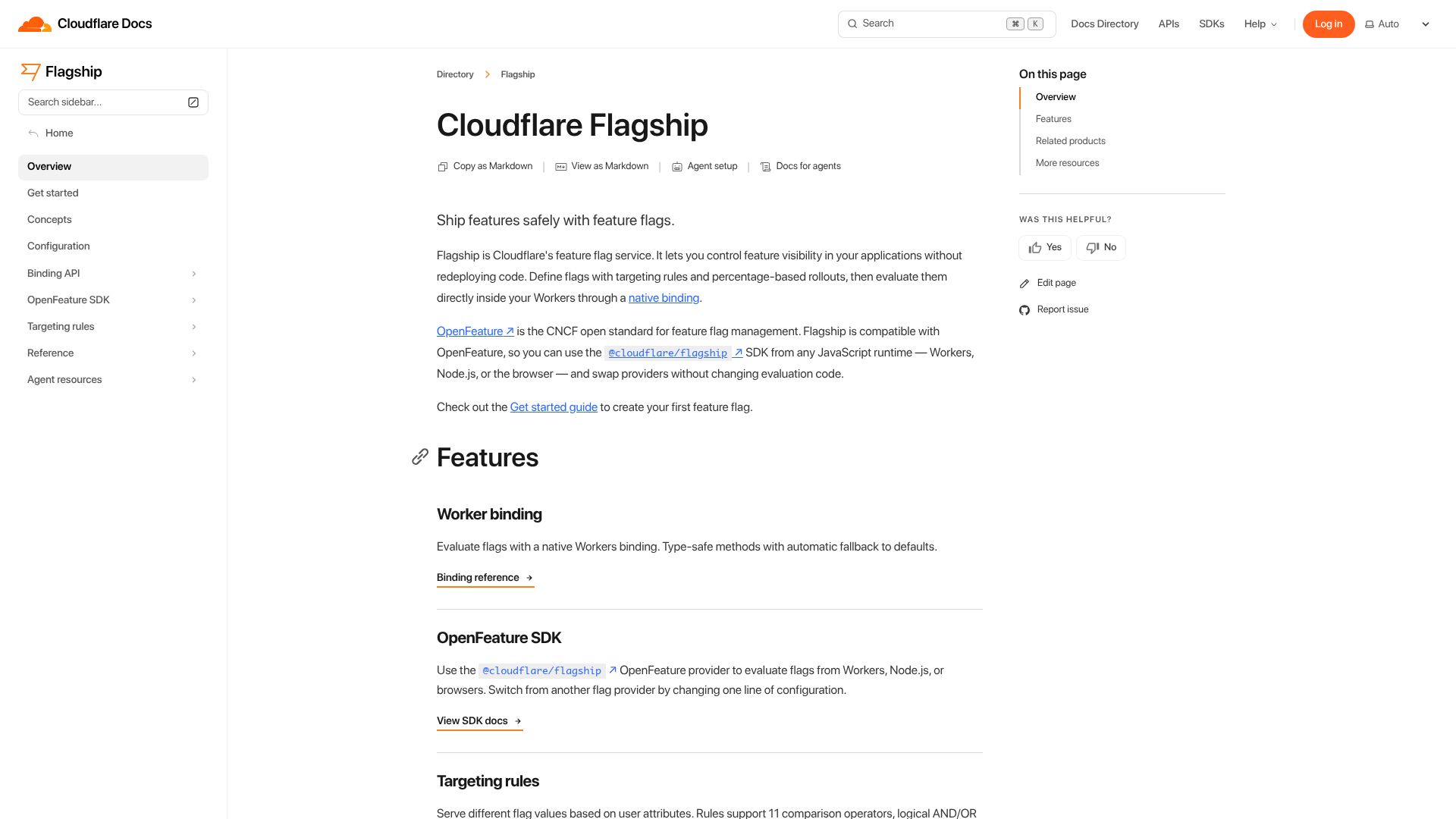 Screenshot of developers.cloudflare.com: Cloudflare Flagship