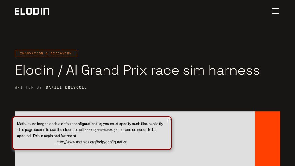 Screenshot of elodin.systems: Show HN: Open-Source AI Racing Harness