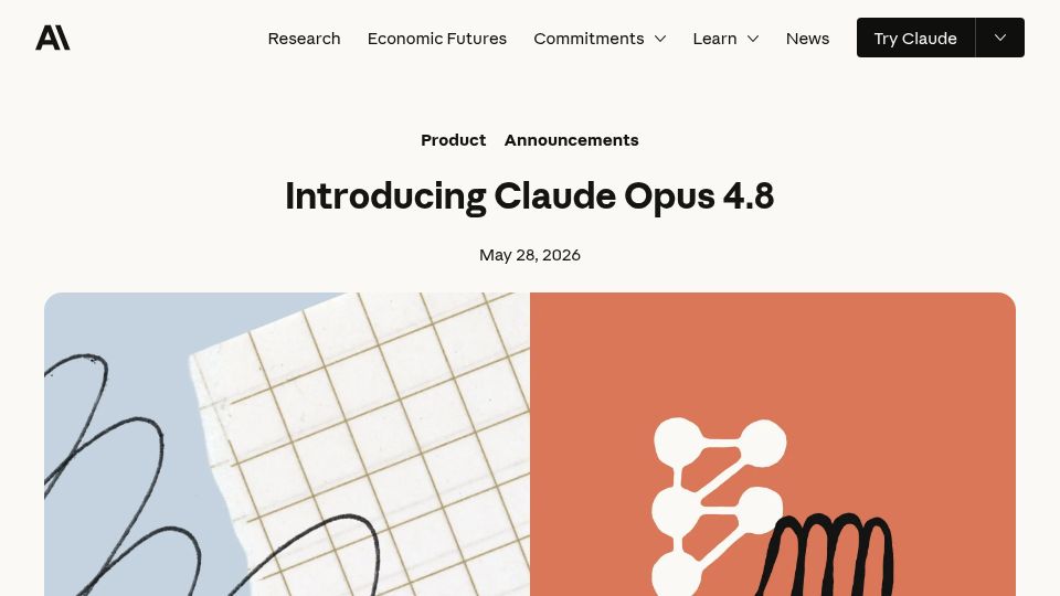 Screenshot of anthropic.com: Claude Opus 4.8
