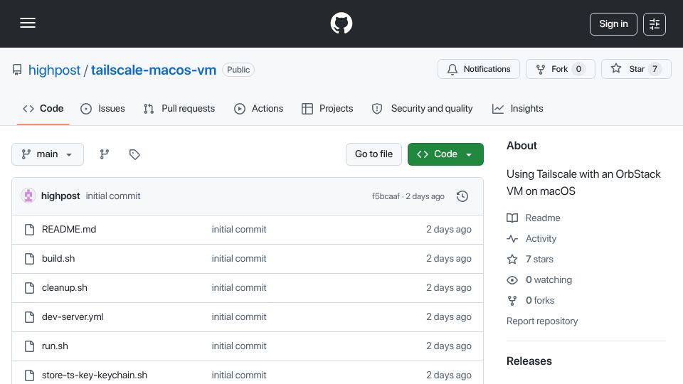 Screenshot of github.com: Using Tailscale with an OrbStack VM on macOS