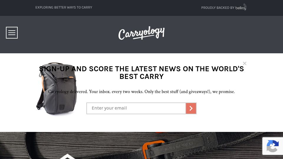 Screenshot of carryology.com: The most unlikely school bag