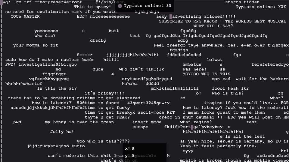 Screenshot of characters.fastserial.com: A Trillion Characters