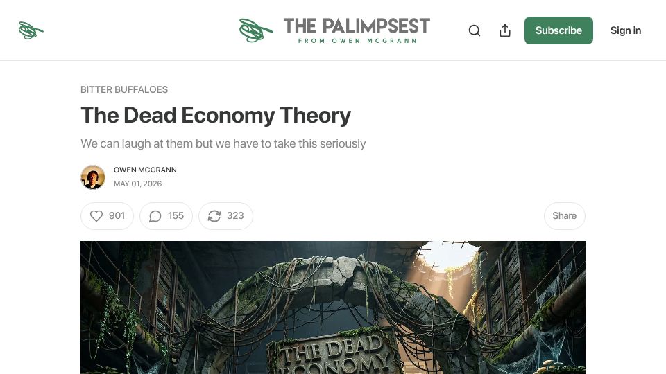 Screenshot of owenmcgrann.com: The dead economy theory