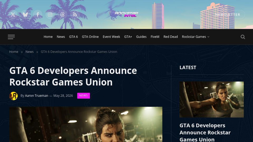 Screenshot of rockstarintel.com: GTA 6 Developers Unionize
