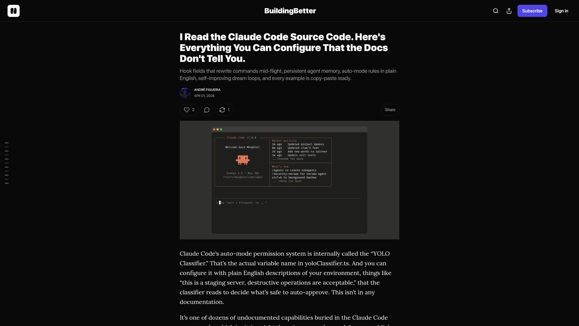 Screenshot of buildingbetter.tech: Claude Code – Everything You Can Configure That the Docs Don't Tell You