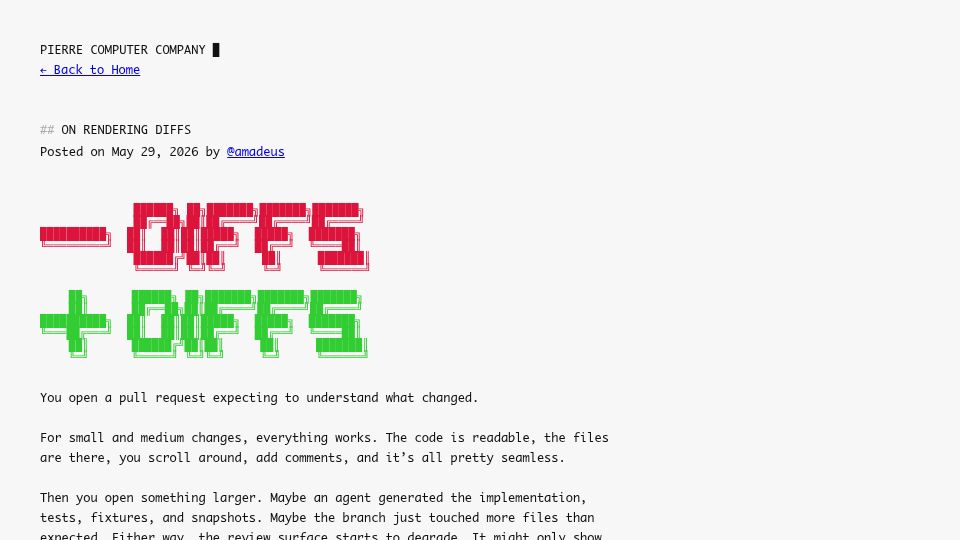 Screenshot of pierre.computer: On Rendering Diffs