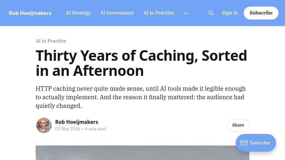 Screenshot of hoeijmakers.net: I rebuilt my blog's cache. Bots are the audience now