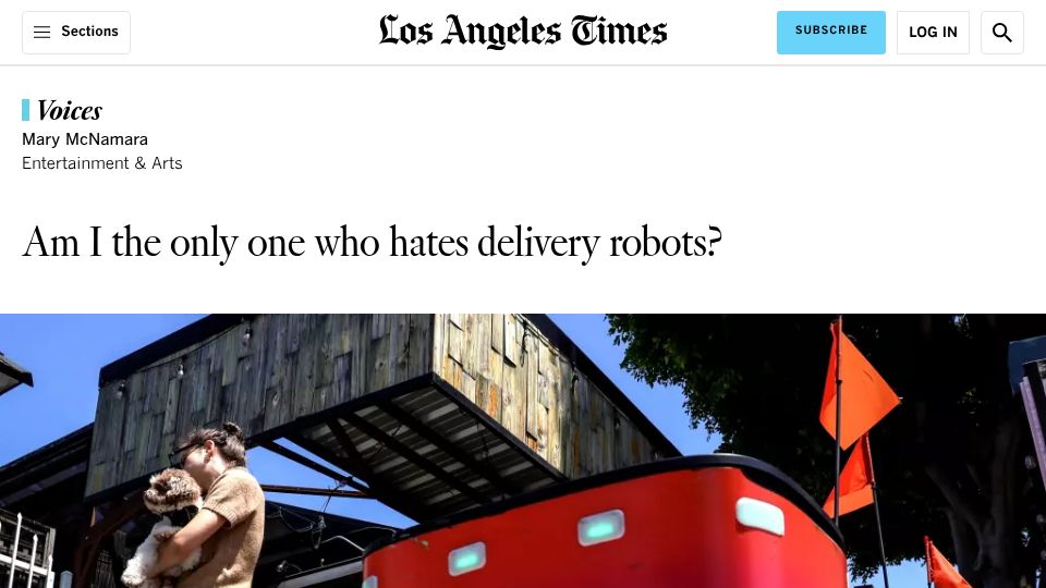 Screenshot of latimes.com: Am I the only one who hates delivery robots?