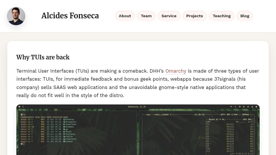 Screenshot of wiki.alcidesfonseca.com: Why TUIs are back