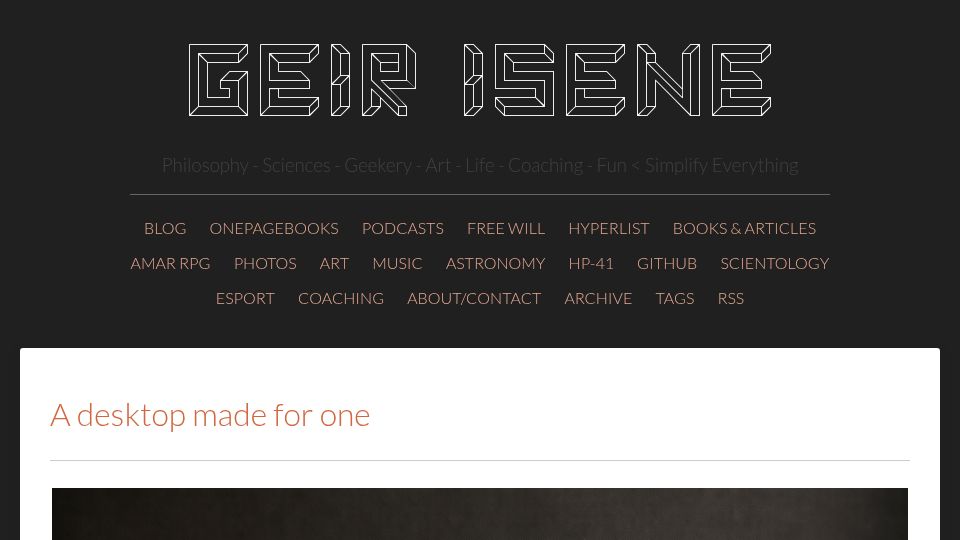 Screenshot of isene.org: A desktop made for one